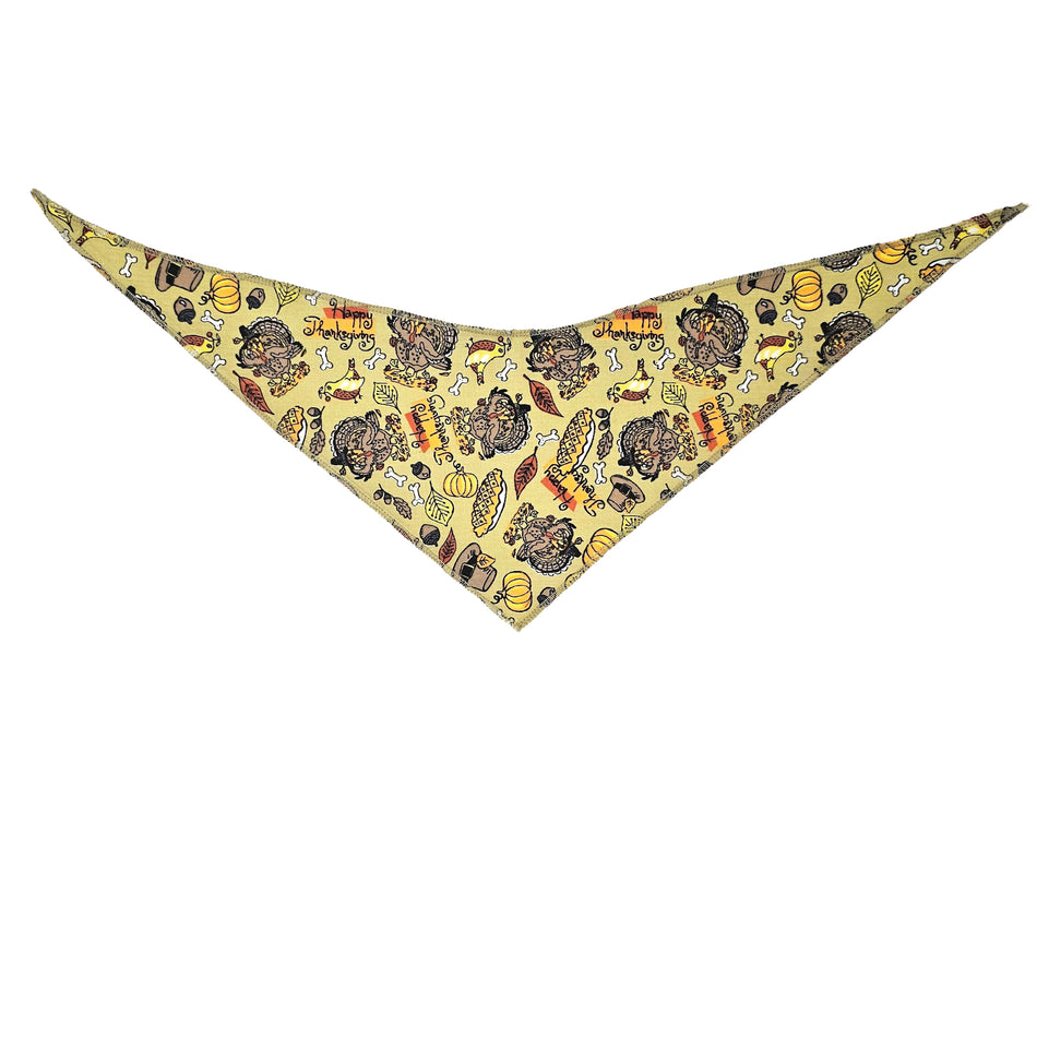 Fall/Thanksgiving Tie-On Triangle Dog Bandana | Premium V-Neck Pet Bandana for Grooming, Style & Fashion S3182