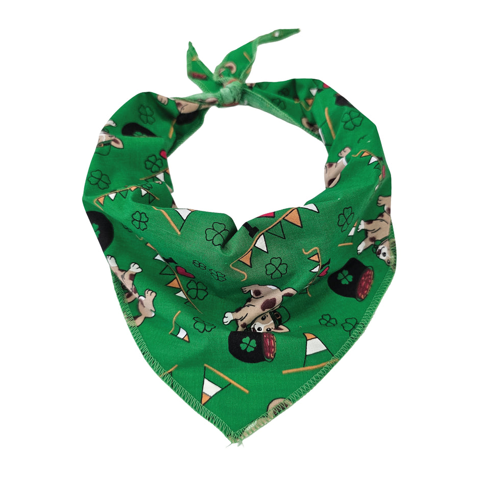 St. Patrick's Tie-On Triangle Dog Bandana | Premium V-Neck Pet Bandana for Grooming, Style & Fashion S3205