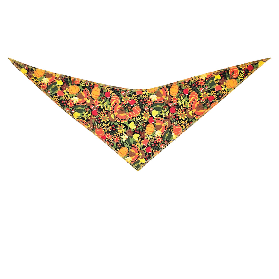 Fall/Thanksgiving Tie-On Triangle Dog Bandana | Premium V-Neck Pet Bandana for Grooming, Style & Fashion S3232