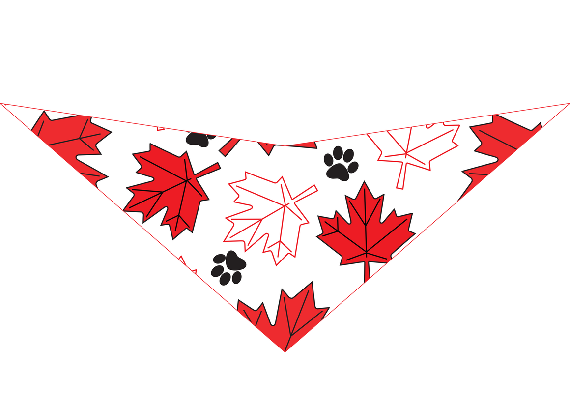 S3235 Maple Leaves & Pawprints Bandana, White