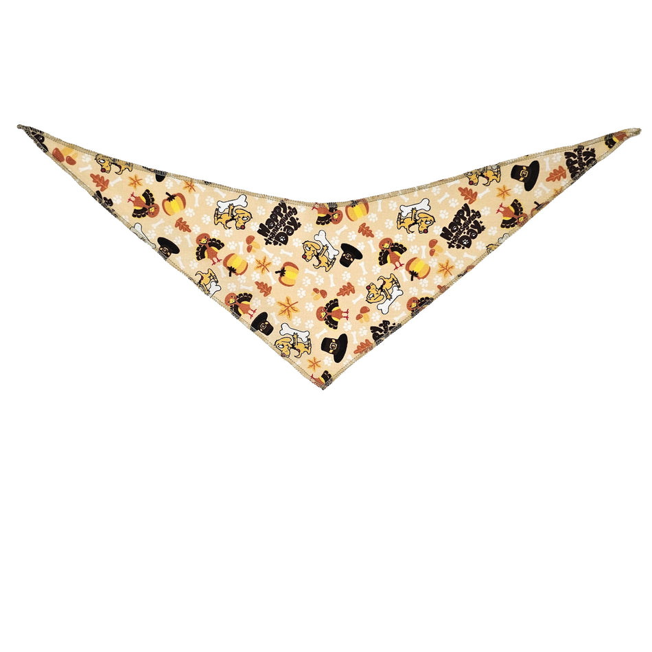 Fall/Thanksgiving Tie-On Triangle Dog Bandana | Premium V-Neck Pet Bandana for Grooming, Style & Fashion S3243