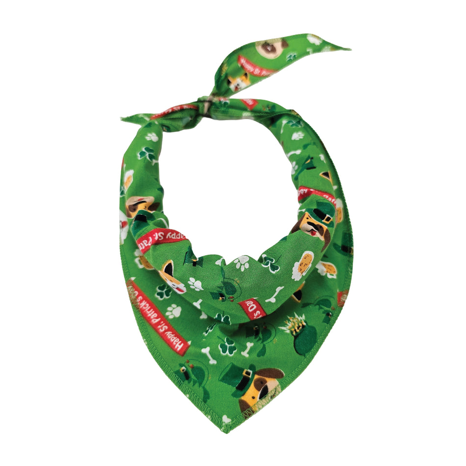 St. Patrick's Day Tie-On Triangle Dog Bandana | Premium V-Neck Pet Bandana for Grooming, Style & Fashion SA3037