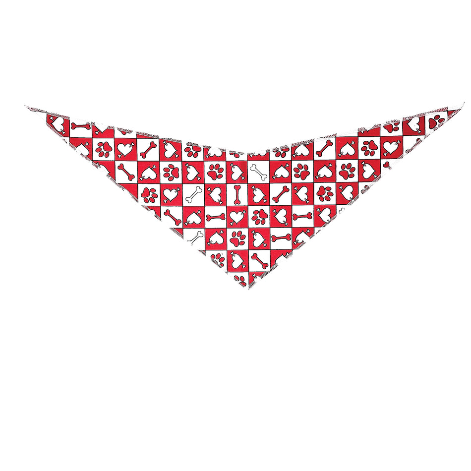 Paws & Bones_Valentine's Day Tie-On Triangle Dog Bandana | Premium V-Neck Pet Bandana for Grooming, Style & Fashion S3003