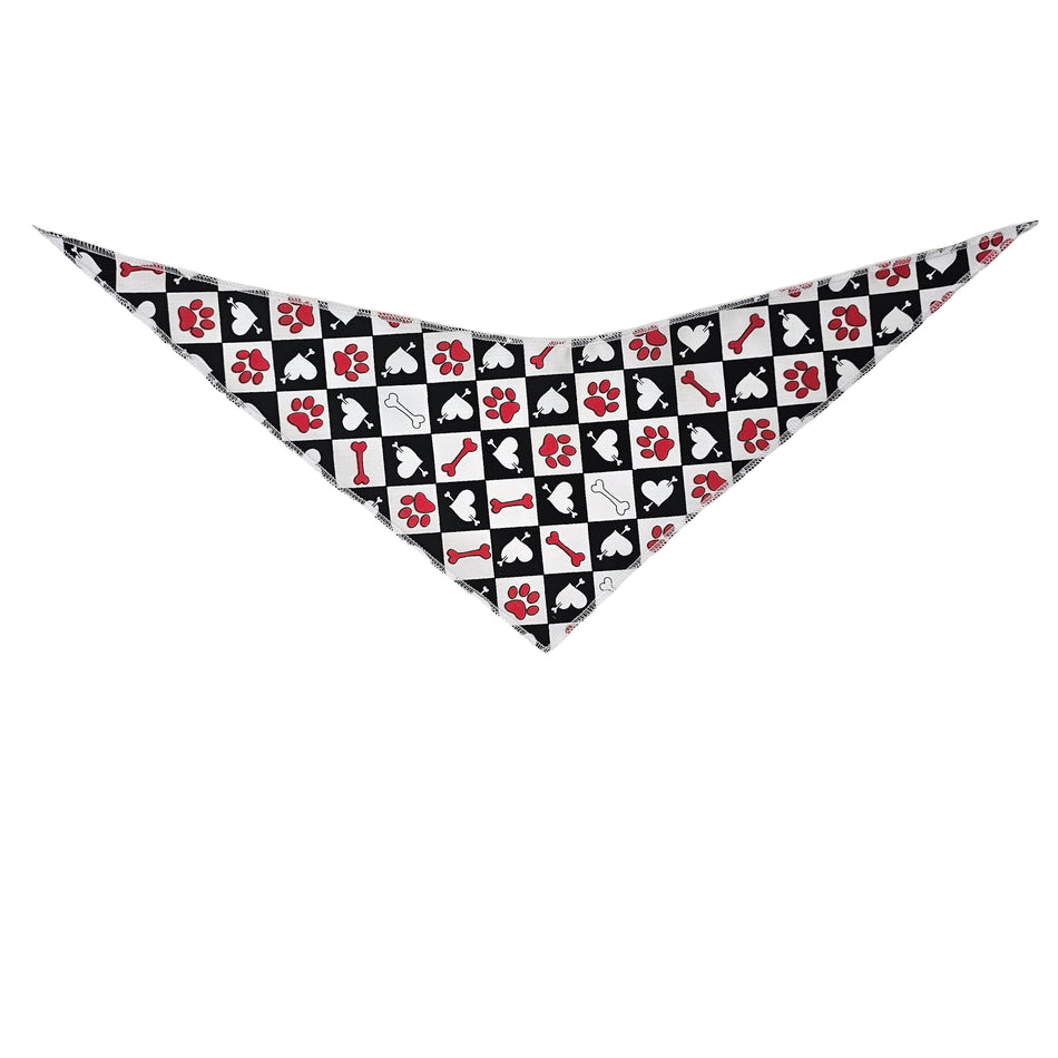 Paws & Bones_Valentine's Day Tie-On Triangle Dog Bandana | Premium V-Neck Pet Bandana for Grooming, Style & Fashion S3007