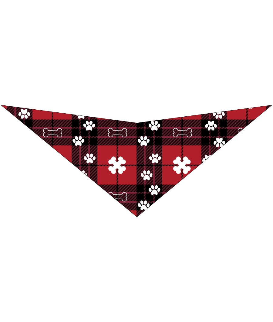 S3074 Christmas White Paws Bandana, Black & Red 