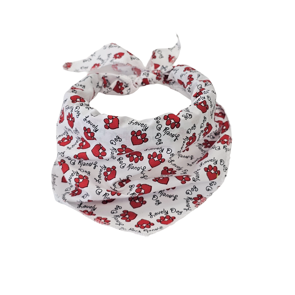Valetine's Day_Paws & Bones Tie-On Triangle Dog Bandana | Premium V-Neck Pet Bandana for Grooming, Style & Fashion S3076