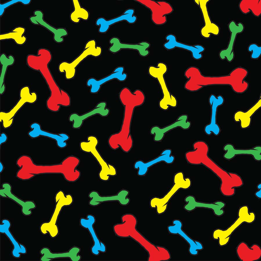 SQ3089 Colorful Dog Bones Square, Black