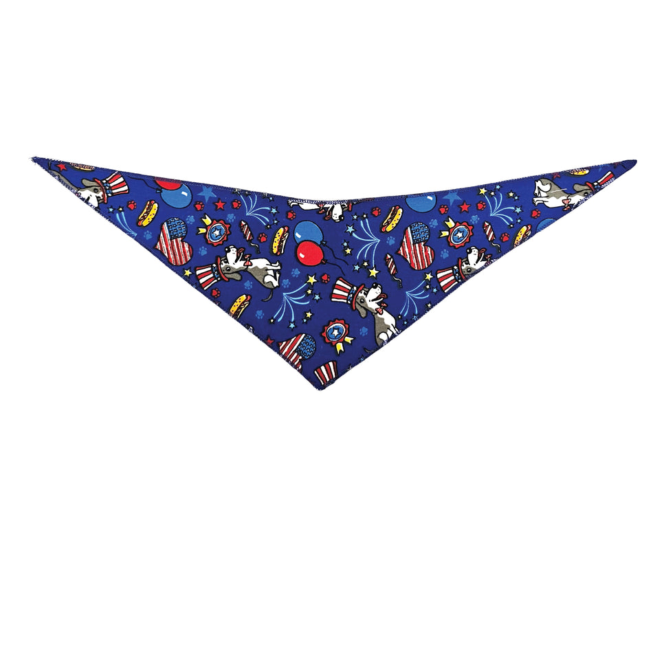 Patriotic/National Day Tie-On Triangle Dog Bandana | Premium V-Neck Pet Bandana for Grooming, Style & Fashion S3095