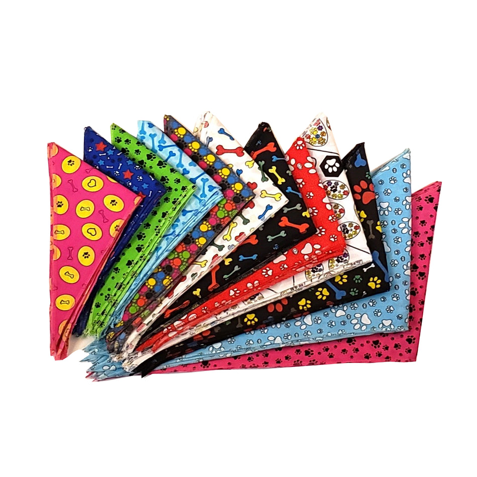 60 Assorted PAWS & BONES Tieback Dog Grooming Bandanas / Groomers Bulk Package PKS1
