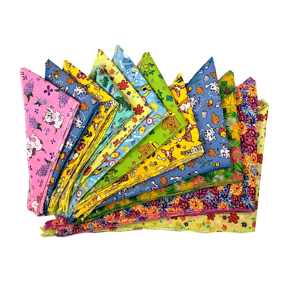 60 Assorted SPRING / SUMMER Tieback Dog Grooming Bandana/ Groomers  Bulk Package PKS10