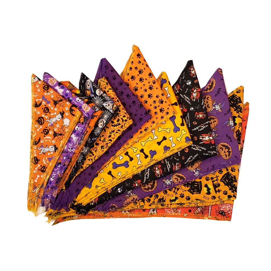 60 Assorted HALLOWEEN Tieback Dog Grooming Bandanas / Groomers Bulk Package PKS12