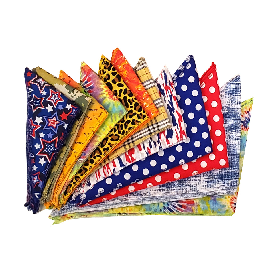 60 Assorted CASUAL Tieback Dog Grooming Bandanas / Groomers Bulk Package PKS3