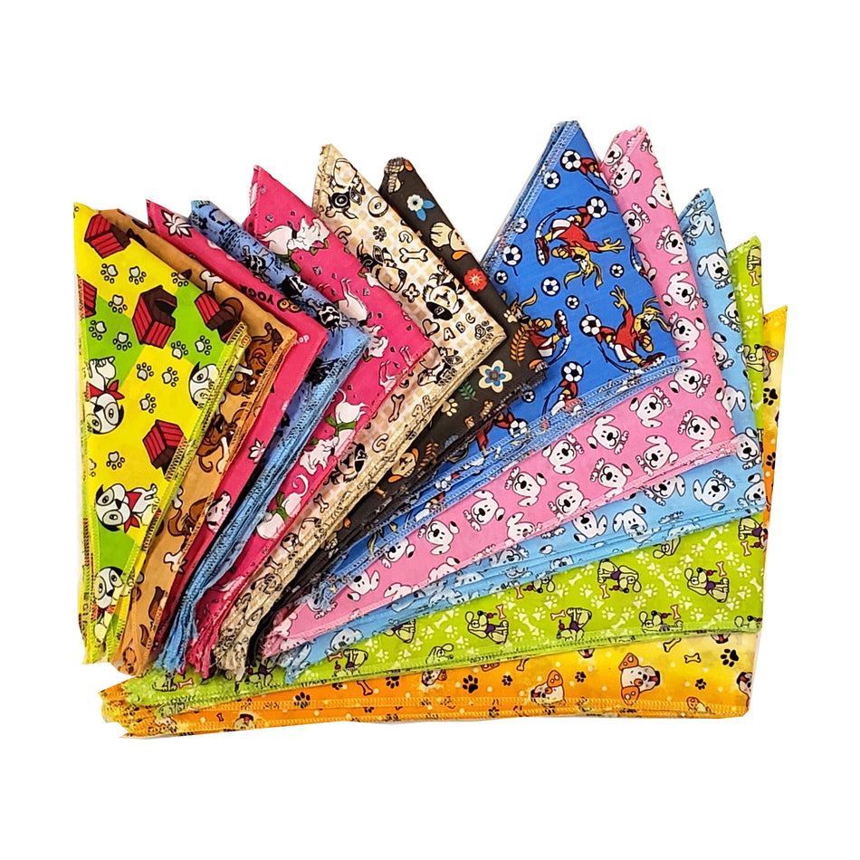 60 Assorted DOGGIE Tieback Dog Grooming Bandanas / Groomers Bulk Package PKS4