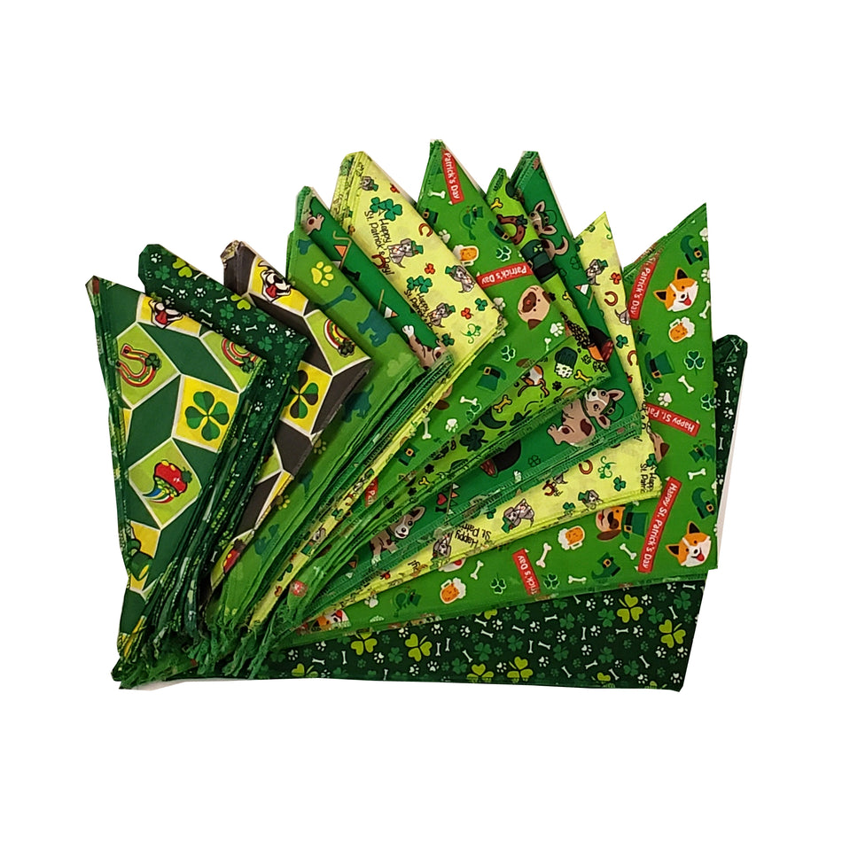 60 Assorted ST. PATRICK'S DAY Tieback Dog Grooming Bandanas / Groomers Bulk Package PKS8
