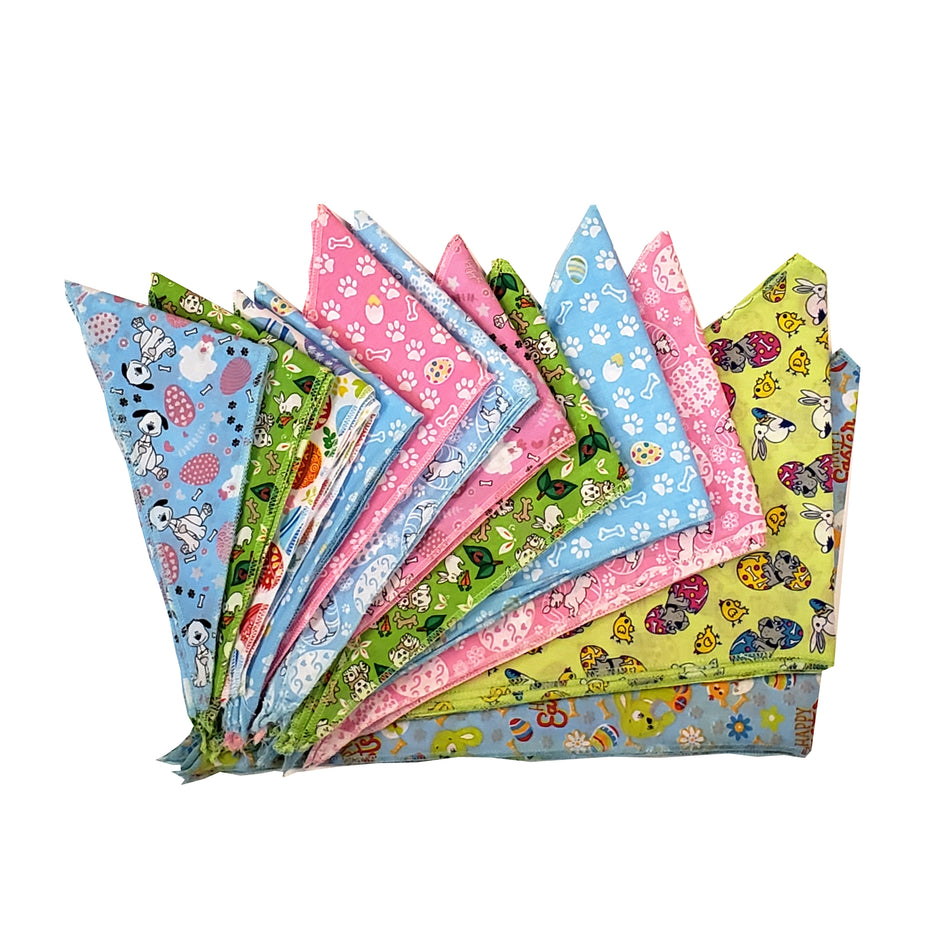 60 Assorted EASTER Tieback Dog Grooming Bandanas / Groomers Bulk Package PKS9