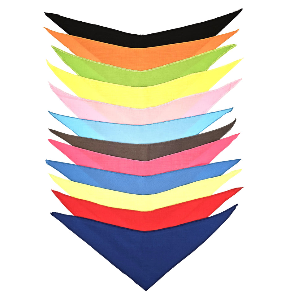 12 Assorted one size Solid Color Tie on Dog Bandanas, Groomer's  Variety Pack SPKS13
