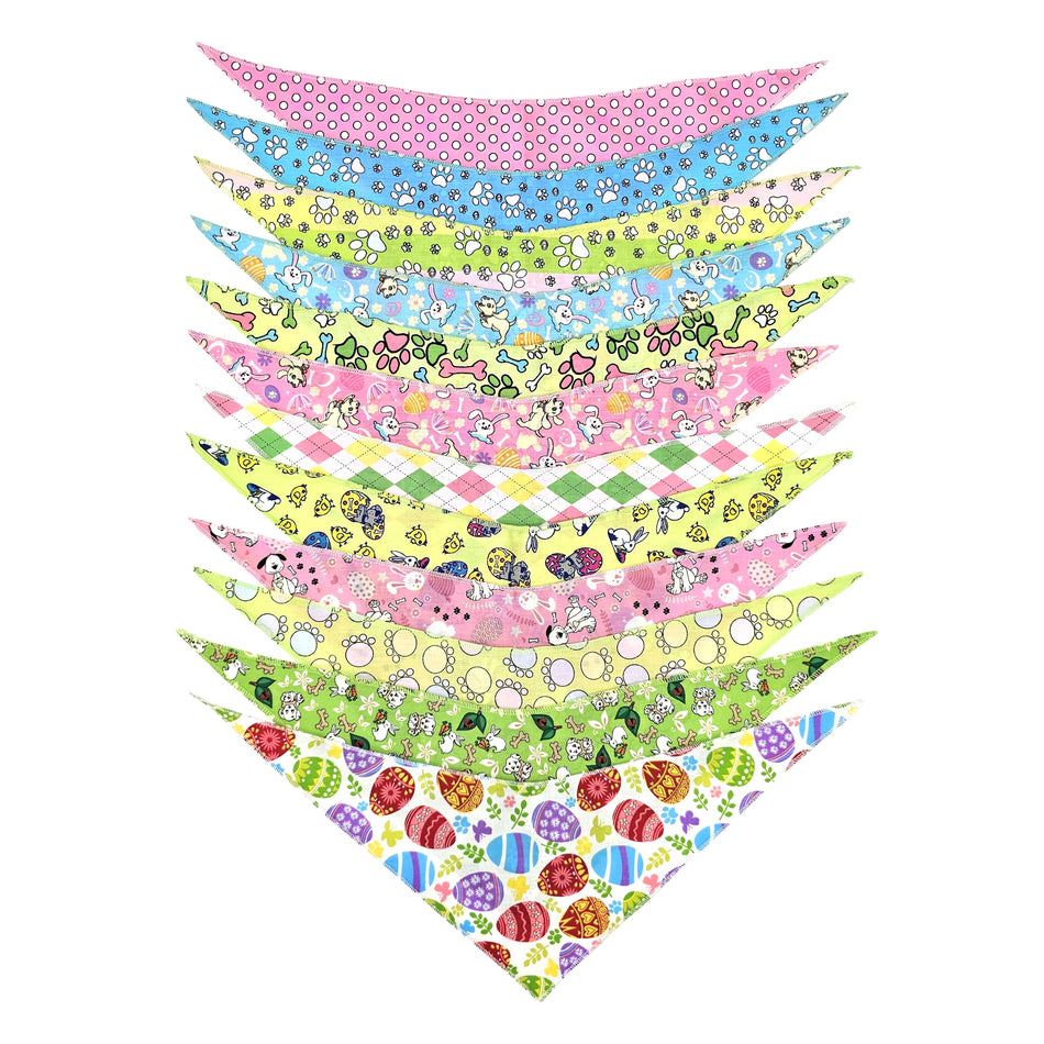 12 Assorted one size Easter Tie on Dog Bandanas, Groomer's Variety Pack SPKS9