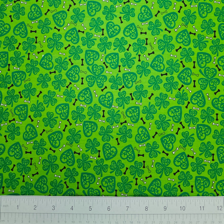 St. Patrick's Day Dog Bandana Fabric by the Yard | Poly Cotton Blend Craft Fabric for Sewing, Quilting & Grooming Bandanas | Pre-Cut Available F7108