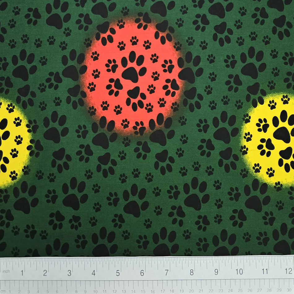 Paws N' Bones Dog Bandana Fabric by the Yard | Poly Cotton Blend Craft Fabric for Sewing, Quilting & Grooming Bandanas | Pre-Cut Available F7115
