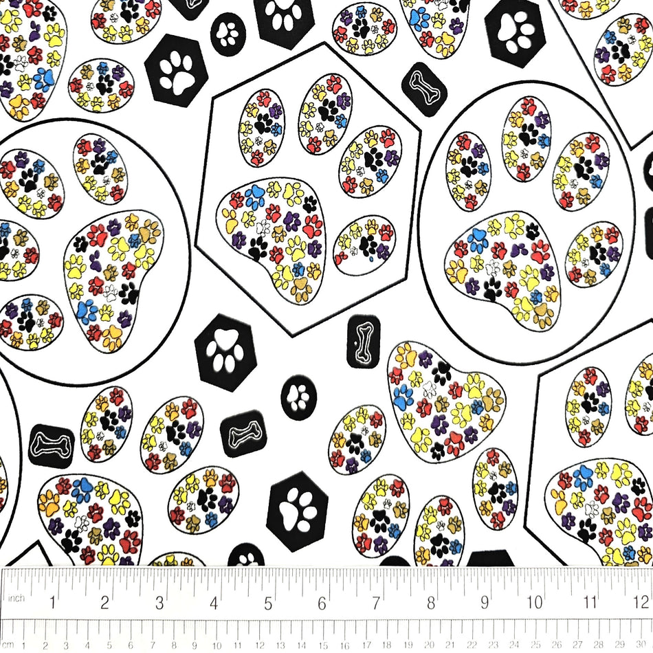 Paws N' Bones Dog Bandana Fabric by the Yard | Poly Cotton Blend Craft Fabric for Sewing, Quilting & Grooming Bandanas | Pre-Cut Available F7122