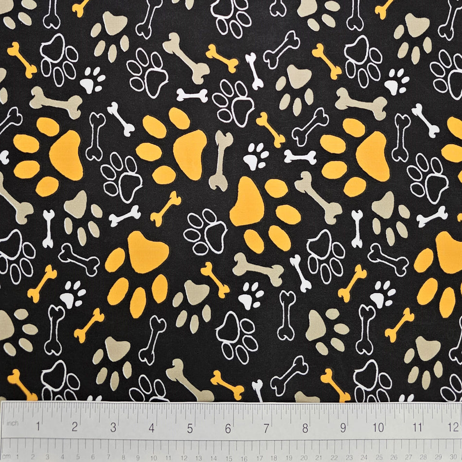 Paws N' Bones Dog Bandana Fabric by the Yard | Poly Cotton Blend Craft Fabric for Sewing, Quilting & Grooming Bandanas | Pre-Cut Available F7131