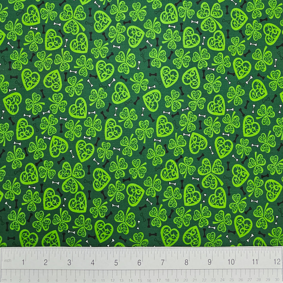 St. Patrick's Day Dog Bandana Fabric by the Yard | Poly Cotton Blend Craft Fabric for Sewing, Quilting & Grooming Bandanas | Pre-Cut Available F7134
