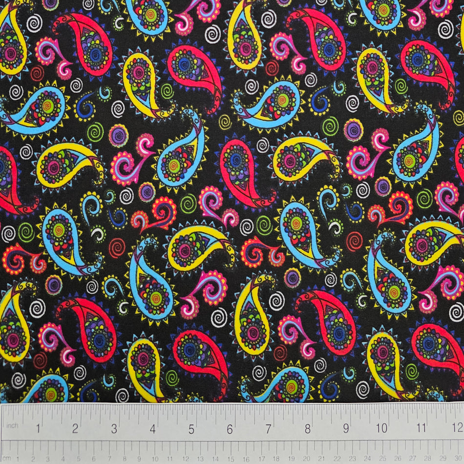 Paisley Dog Bandana Fabric by the Yard | Poly Cotton Blend Craft Fabric for Sewing, Quilting & Grooming Bandanas | Pre-Cut Available F7135