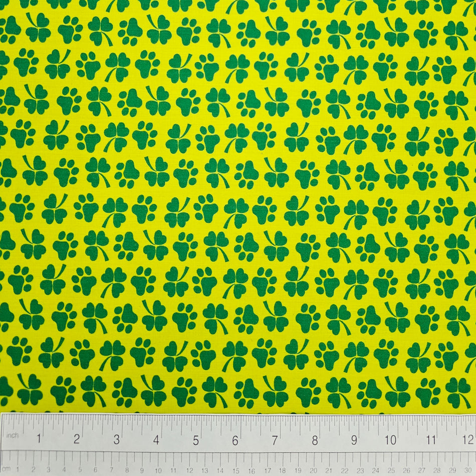 St. Patrick's Day Dog Bandana Fabric by the Yard | Poly Cotton Blend Craft Fabric for Sewing, Quilting & Grooming Bandanas | Pre-Cut Available F7136
