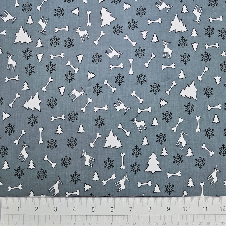 Christmas / Winter Dog Bandana Fabric by the Yard | Poly Cotton Blend Craft Fabric for Sewing, Quilting & Grooming Bandanas | Pre-Cut Available F7138