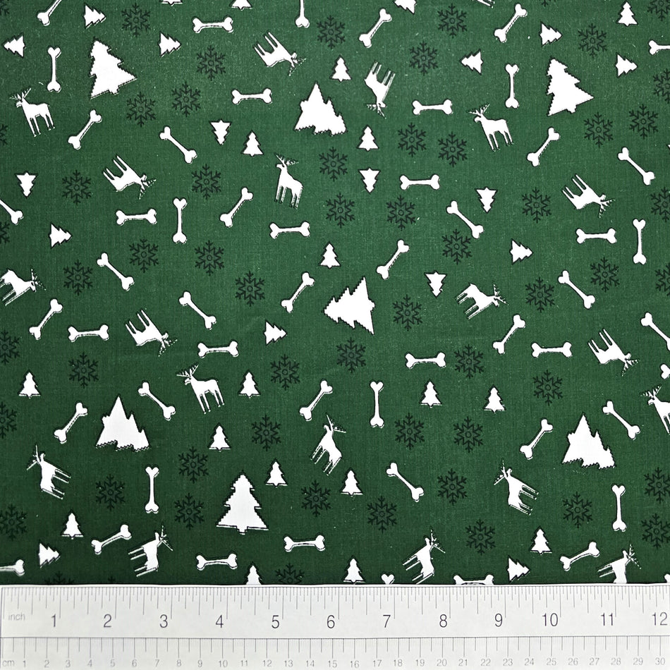 Christmas / Winter Dog Bandana Fabric by the Yard | Poly Cotton Blend Craft Fabric for Sewing, Quilting & Grooming Bandanas | Pre-Cut Available F7139