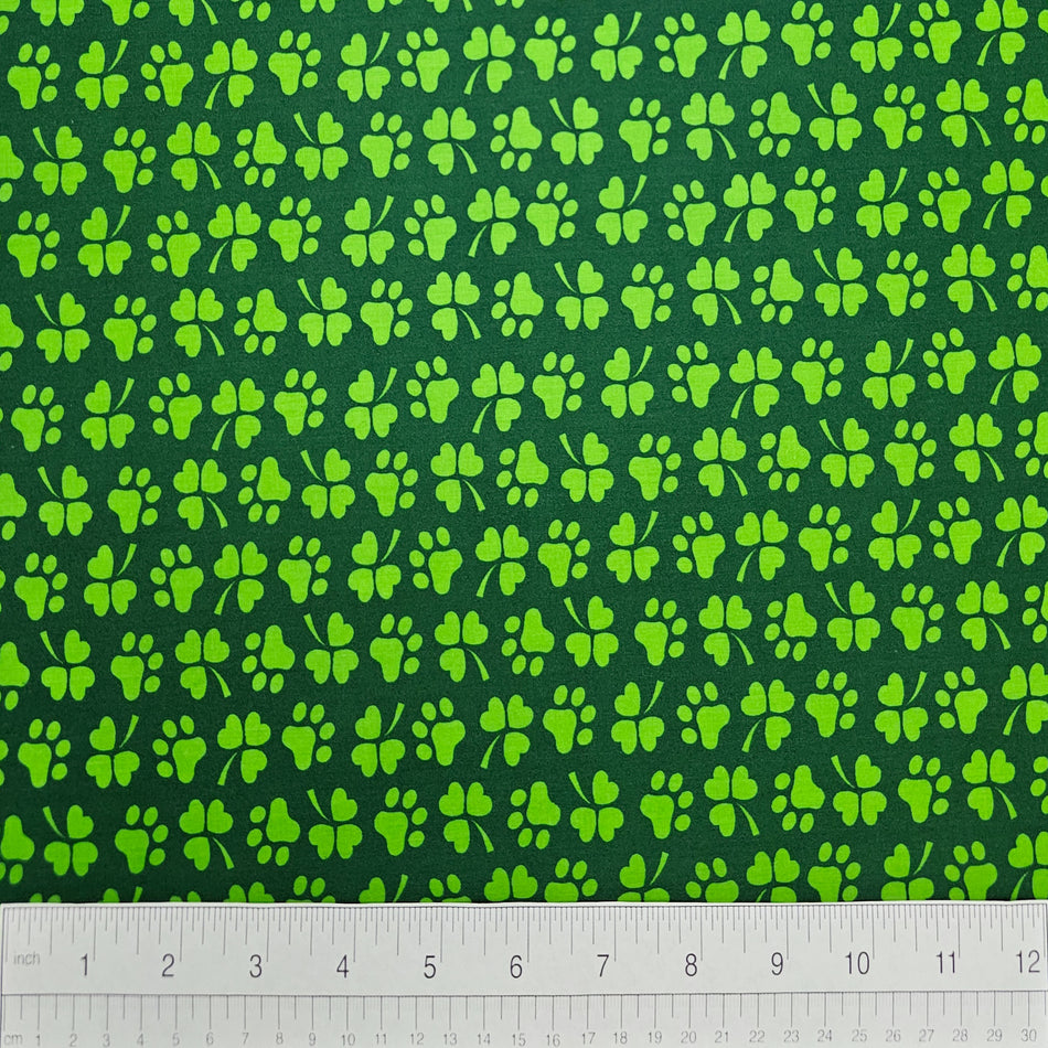 St. Patrick's Day Dog Bandana Fabric by the Yard | Poly Cotton Blend Craft Fabric for Sewing, Quilting & Grooming Bandanas | Pre-Cut Available F7140