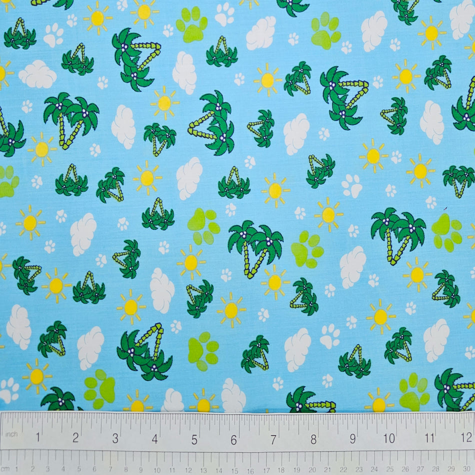 Spring / Summer Dog Bandana Fabric by the Yard | Poly Cotton Blend Craft Fabric for Sewing, Quilting & Grooming Bandanas | Pre-Cut Available F7141