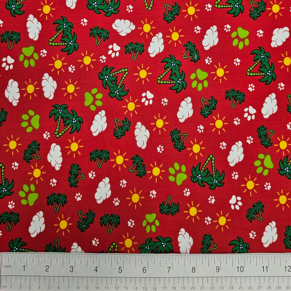 Spring / Summer Dog Bandana Fabric by the Yard | Poly Cotton Blend Craft Fabric for Sewing, Quilting & Grooming Bandanas | Pre-Cut Available F7142
