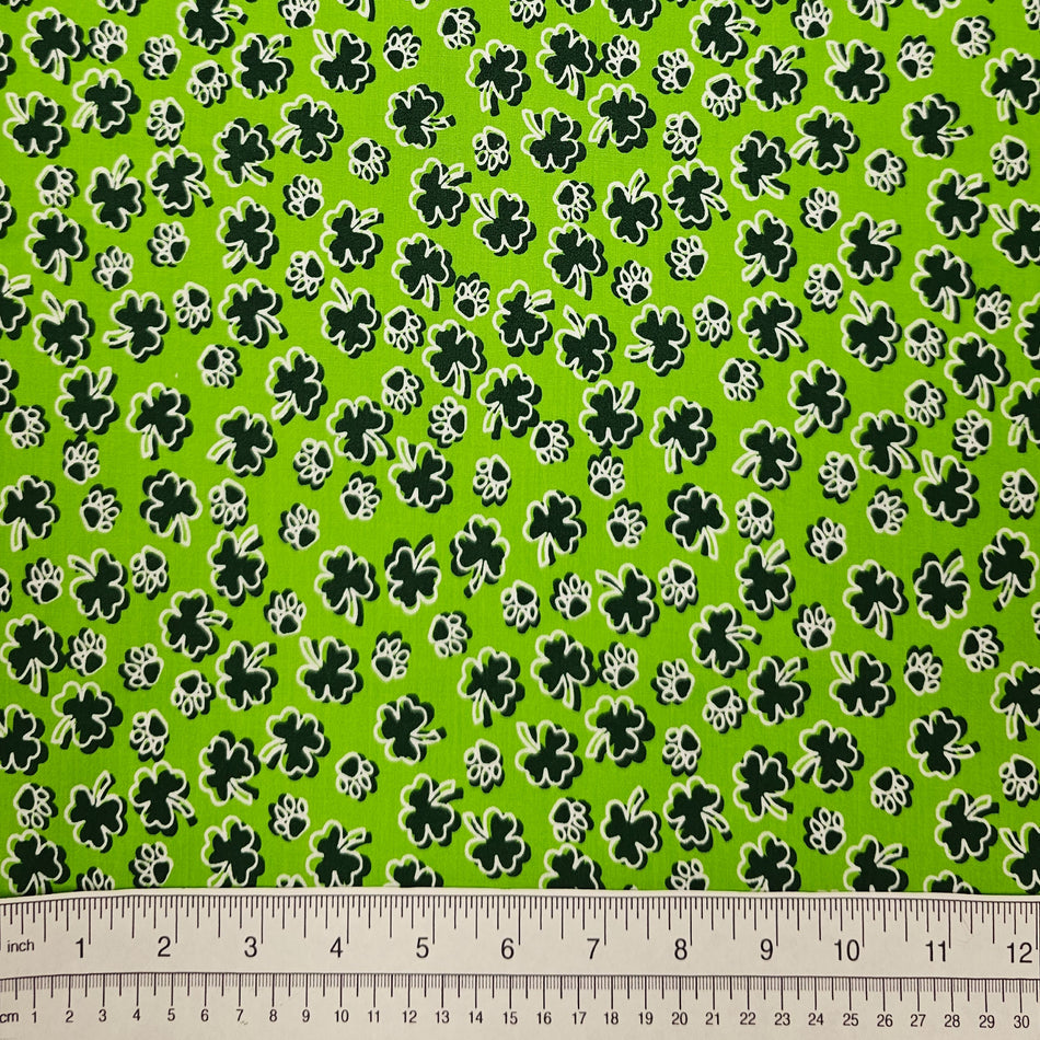 St. Patrick's Day Dog Bandana Fabric by the Yard | Poly Cotton Blend Craft Fabric for Sewing, Quilting & Grooming Bandanas | Pre-Cut Available F7153