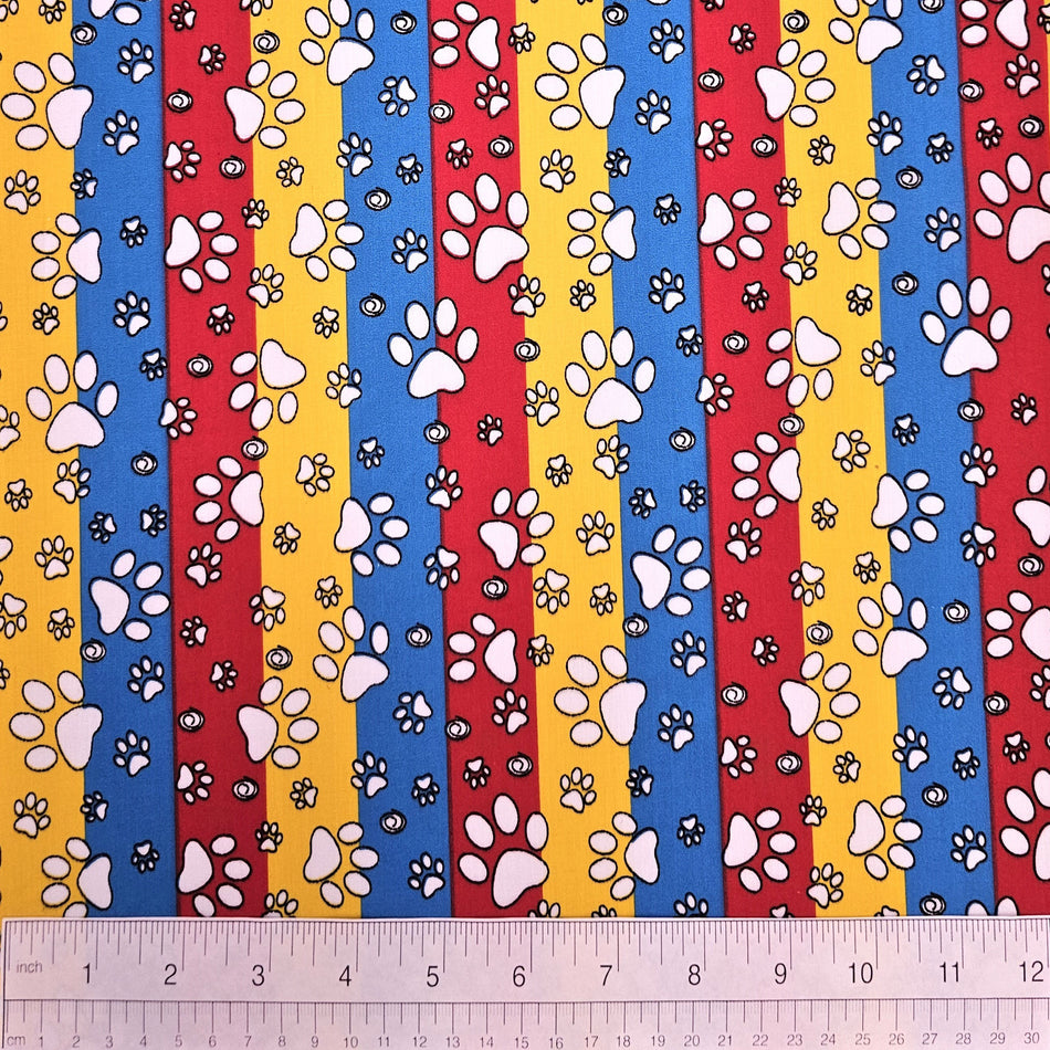 Paws N' Bones Dog Bandana Fabric by the Yard | Poly Cotton Blend Craft Fabric for Sewing, Quilting & Grooming Bandanas | Pre-Cut Available F7155