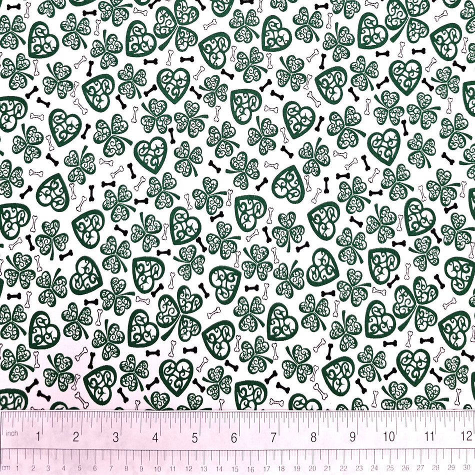 St. Patrick's Day Dog Bandana Fabric by the Yard | Poly Cotton Blend Craft Fabric for Sewing, Quilting & Grooming Bandanas | Pre-Cut Available F7156