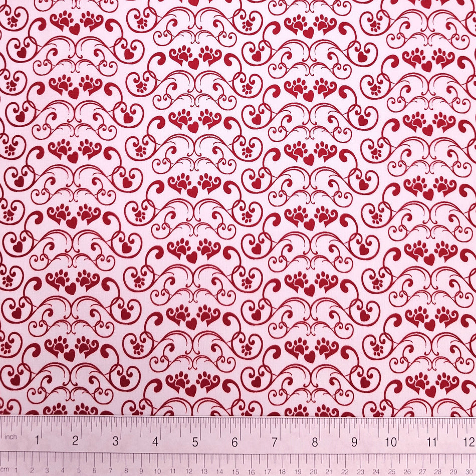 Valentine's Day Dog Bandana Fabric by the Yard | Poly Cotton Blend Craft Fabric for Sewing, Quilting & Grooming Bandanas | Pre-Cut Available F7157
