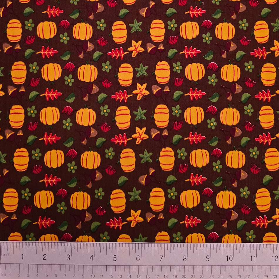 Fall / Thanksgiving Dog Bandana Fabric by the Yard | Poly Cotton Blend Craft Fabric for Sewing, Quilting & Grooming Bandanas | Pre-Cut Available F7158