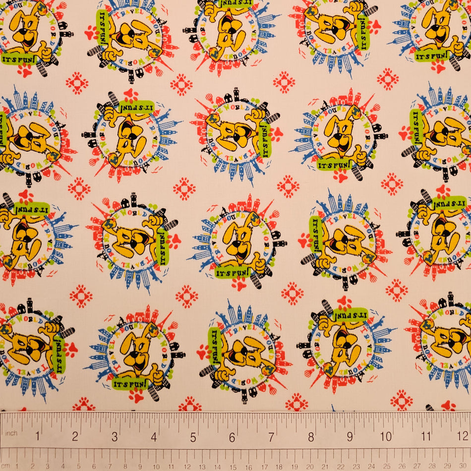 Doggie Dog Bandana Fabric by the Yard | Poly Cotton Blend Craft Fabric for Sewing, Quilting & Grooming Bandanas | Pre-Cut Available F7174