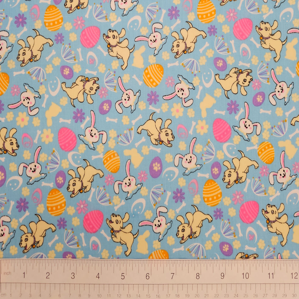Easter Dog Bandana Fabric by the Yard | Poly Cotton Blend Craft Fabric for Sewing, Quilting & Grooming Bandanas | Pre-Cut Available F7176