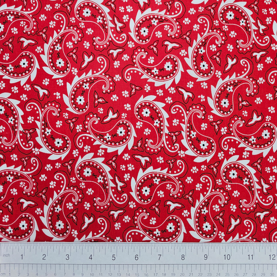 Paisley Dog Bandana Fabric by the Yard | Poly Cotton Blend Craft Fabric for Sewing, Quilting & Grooming Bandanas | Pre-Cut Available F7193