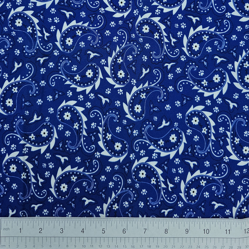 Paisley Dog Bandana Fabric by the Yard | Poly Cotton Blend Craft Fabric for Sewing, Quilting & Grooming Bandanas | Pre-Cut Available F7201