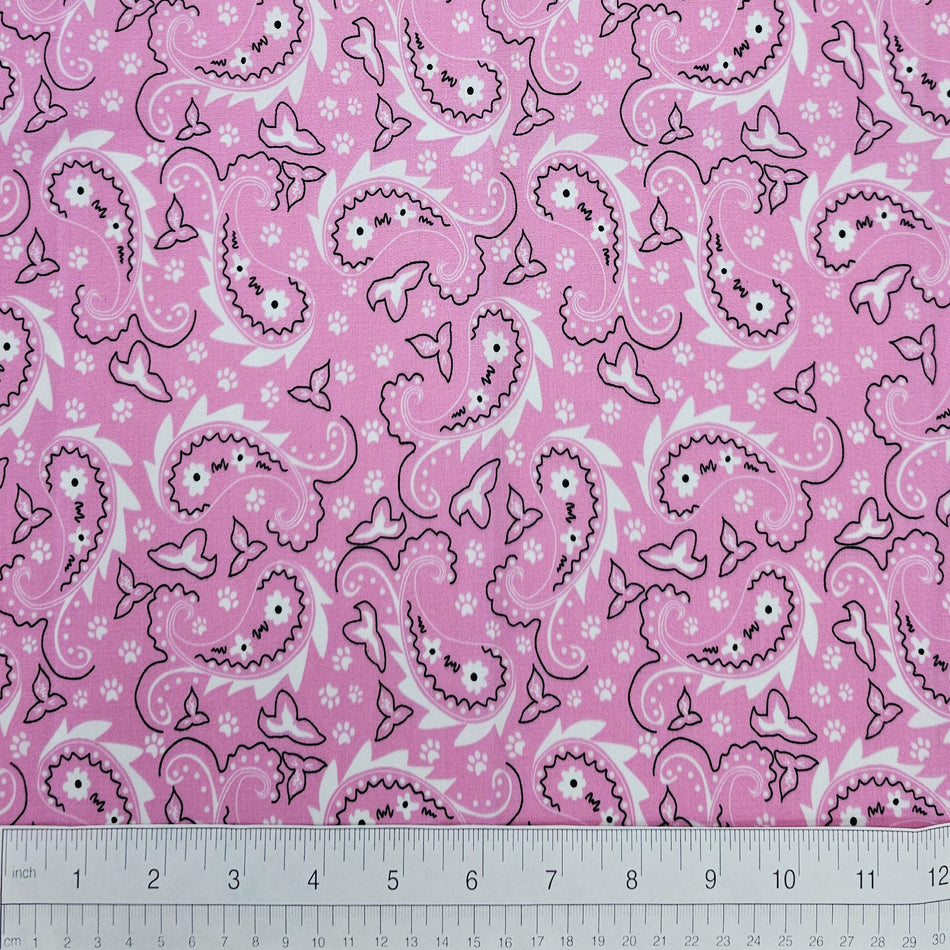 Paisley Dog Bandana Fabric by the Yard | Poly Cotton Blend Craft Fabric for Sewing, Quilting & Grooming Bandanas | Pre-Cut Available F7202