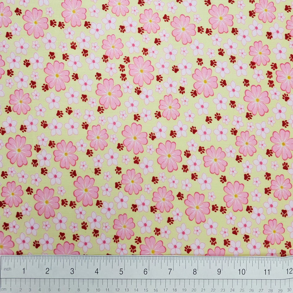 Paws N' Bones Dog Bandana Fabric by the Yard | Poly Cotton Blend Craft Fabric for Sewing, Quilting & Grooming Bandanas | Pre-Cut Available F7207