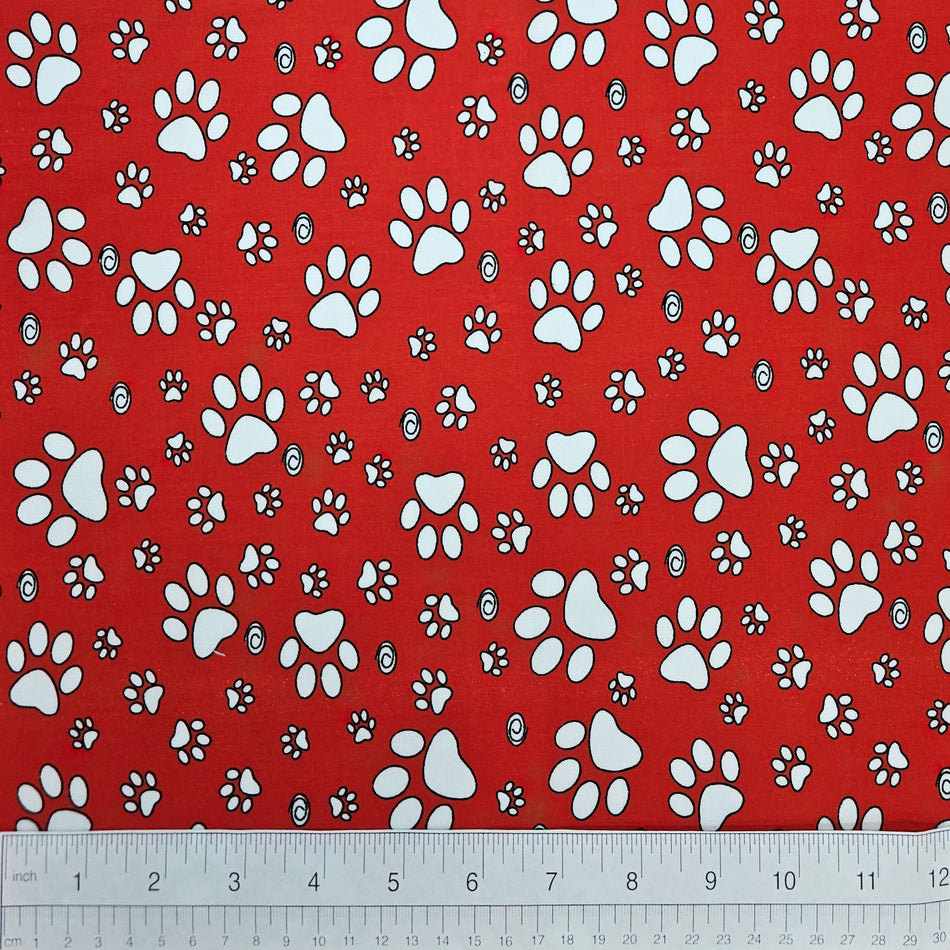 Paws N' Bones Dog Bandana Fabric by the Yard | Poly Cotton Blend Craft Fabric for Sewing, Quilting & Grooming Bandanas | Pre-Cut Available F7211