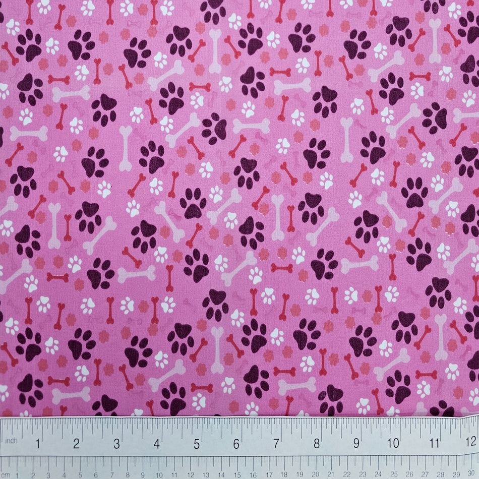 Paws N' Bones Dog Bandana Fabric by the Yard | Poly Cotton Blend Craft Fabric for Sewing, Quilting & Grooming Bandanas | Pre-Cut Available F7216