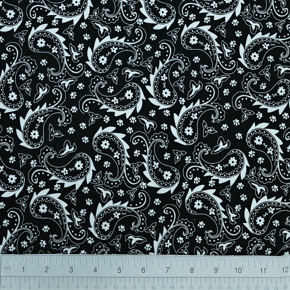 Paisley Dog Bandana Fabric by the Yard | Poly Cotton Blend Craft Fabric for Sewing, Quilting & Grooming Bandanas | Pre-Cut Available F7217