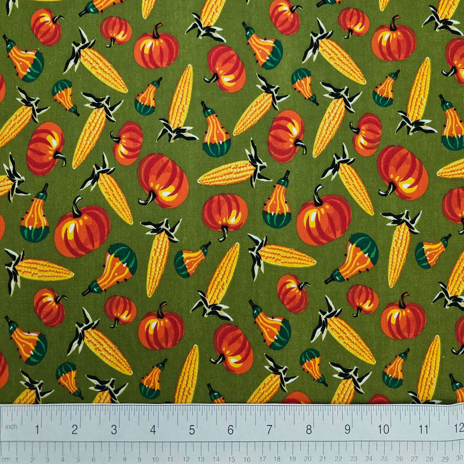 Fall / Thanksgiving Dog Bandana Fabric by the Yard | Poly Cotton Blend Craft Fabric for Sewing, Quilting & Grooming Bandanas | Pre-Cut Available F7221