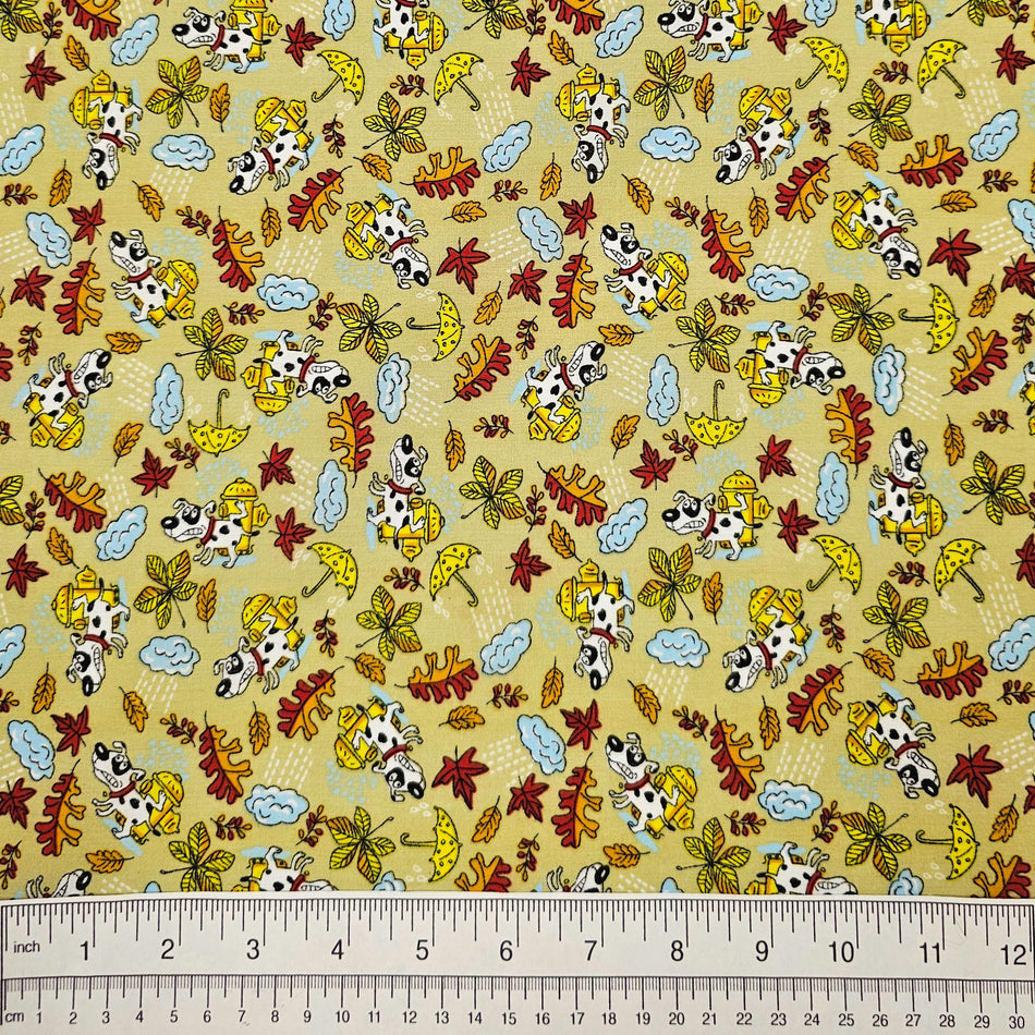 Fall / Thanksgiving Dog Bandana Fabric by the Yard | Poly Cotton Blend Craft Fabric for Sewing, Quilting & Grooming Bandanas | Pre-Cut Available F7224