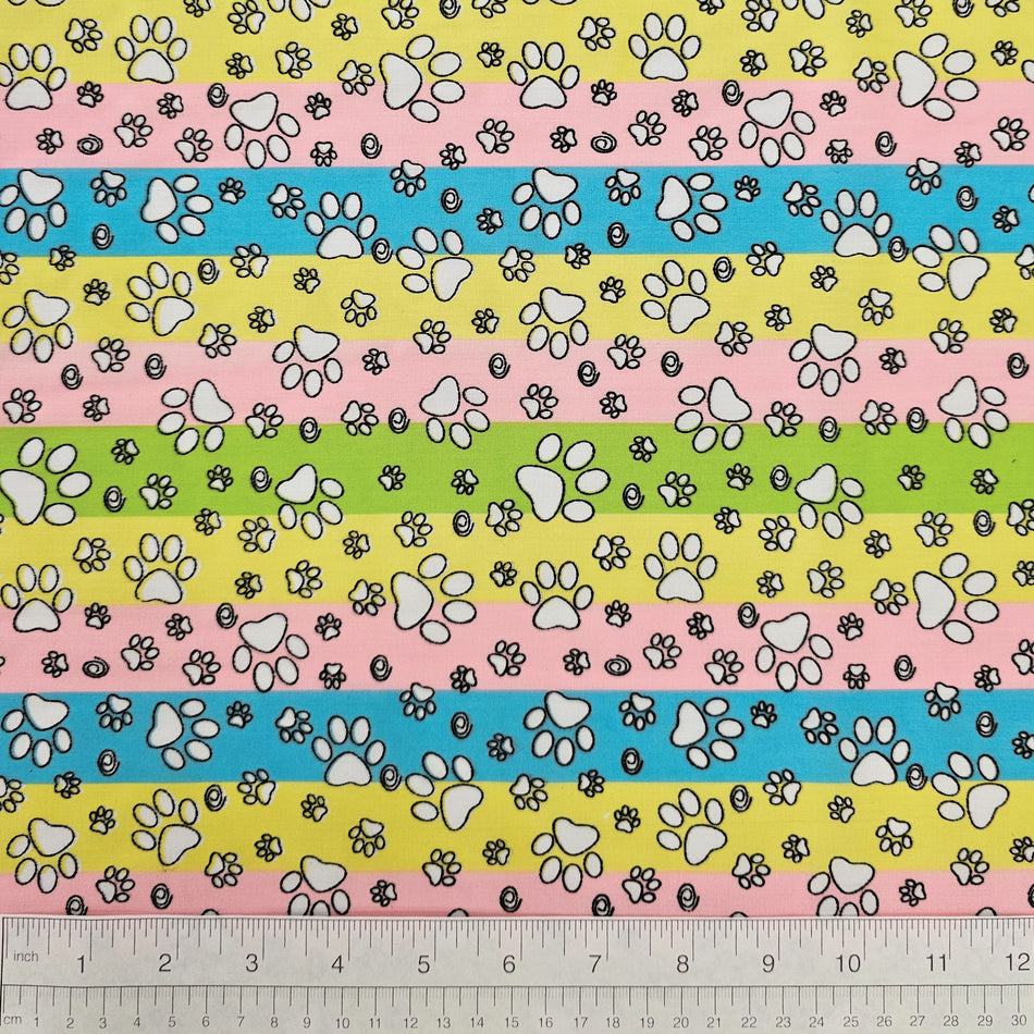 Paws N' Bones Dog Bandana Fabric by the Yard | Poly Cotton Blend Craft Fabric for Sewing, Quilting & Grooming Bandanas | Pre-Cut Available F7025
